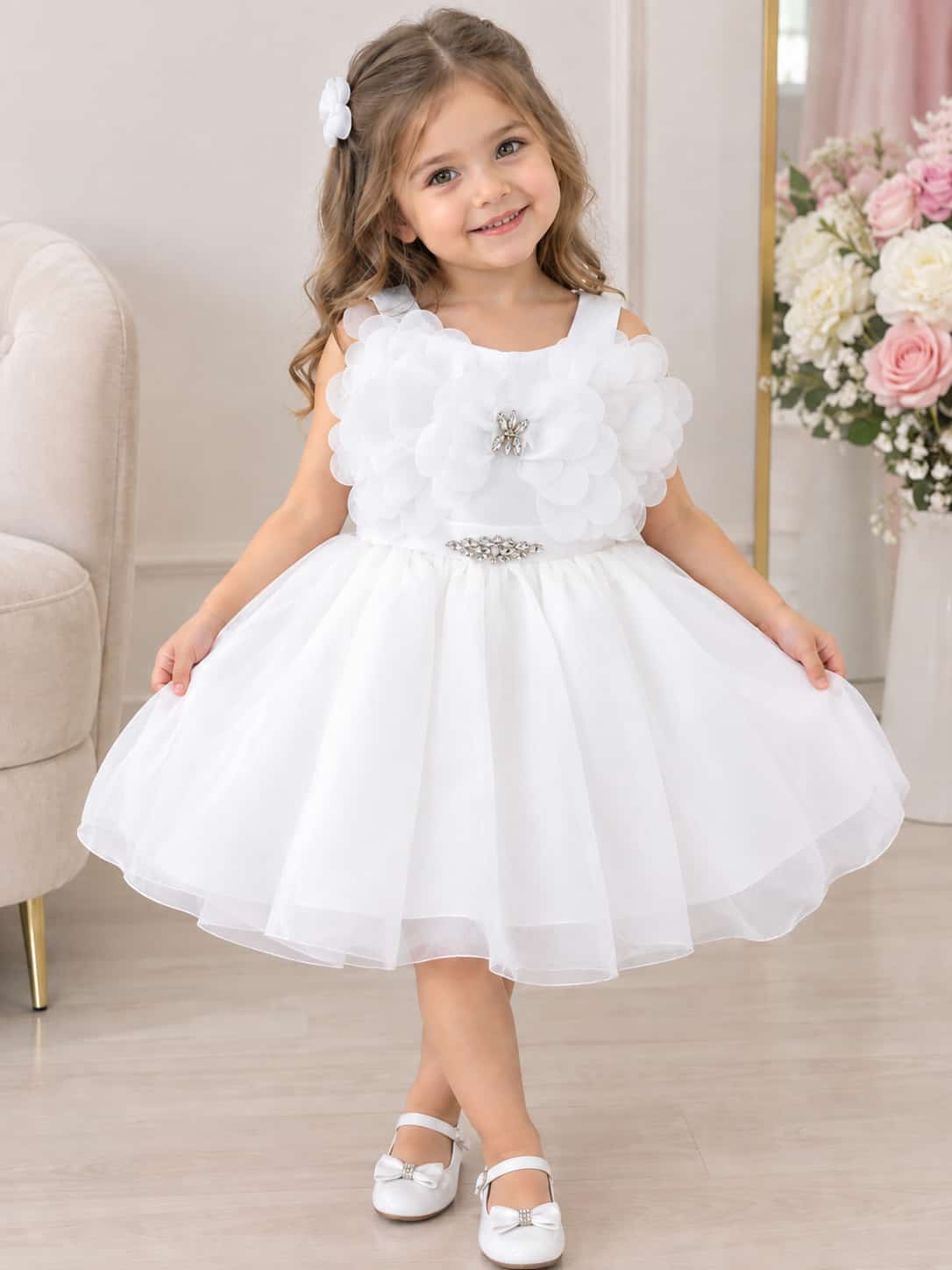 Pink Girls Pink Girls – White Petal Celebration Dress · White wholesale Girls