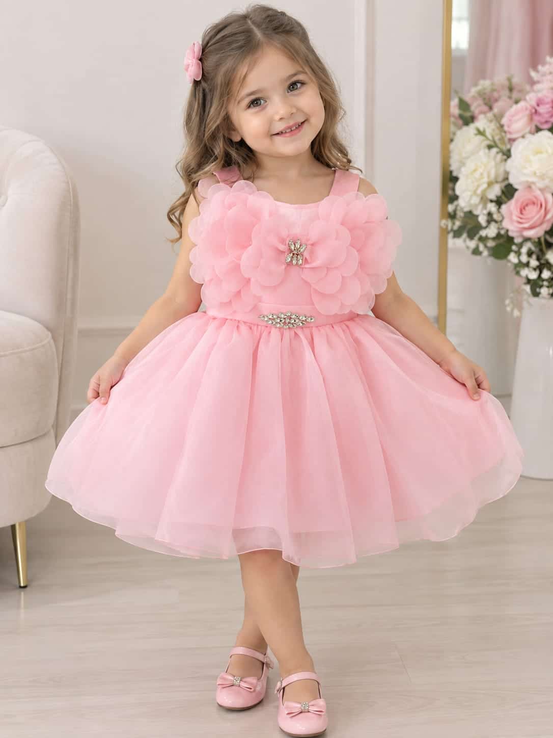 Pink Girls Pink Girls – Pink Petal Princess Dress · Pink wholesale Girls