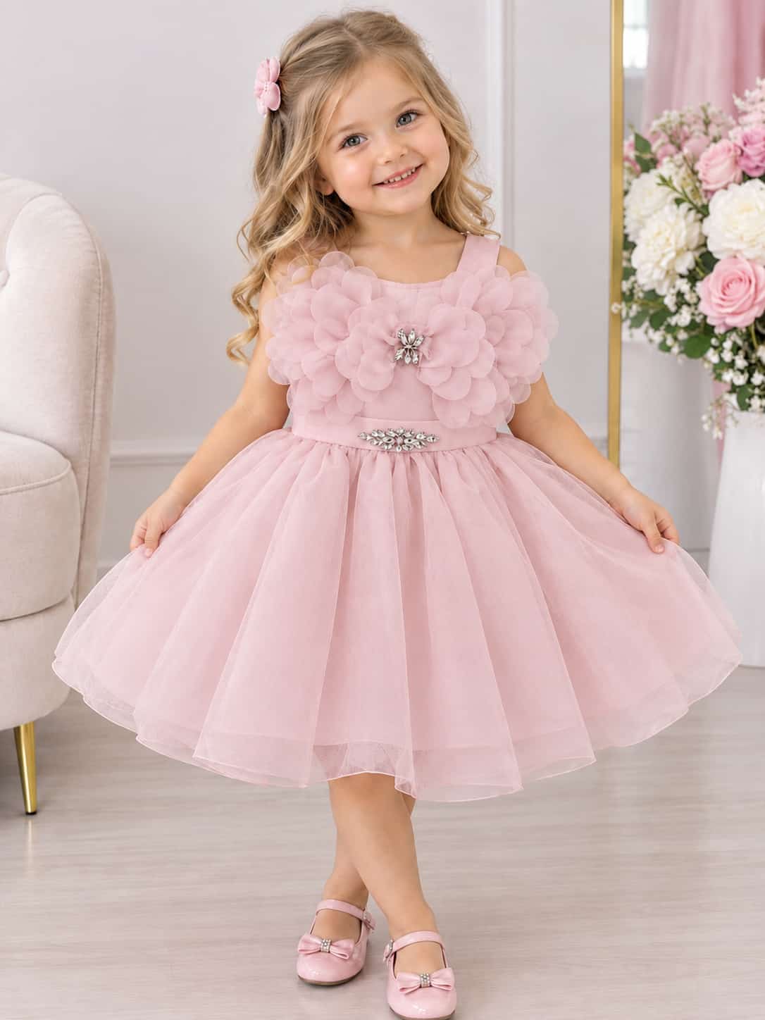 Pink Girls Pink Girls – Powder Blossom Special Occasion Dress · Powder pink wholesale Girls