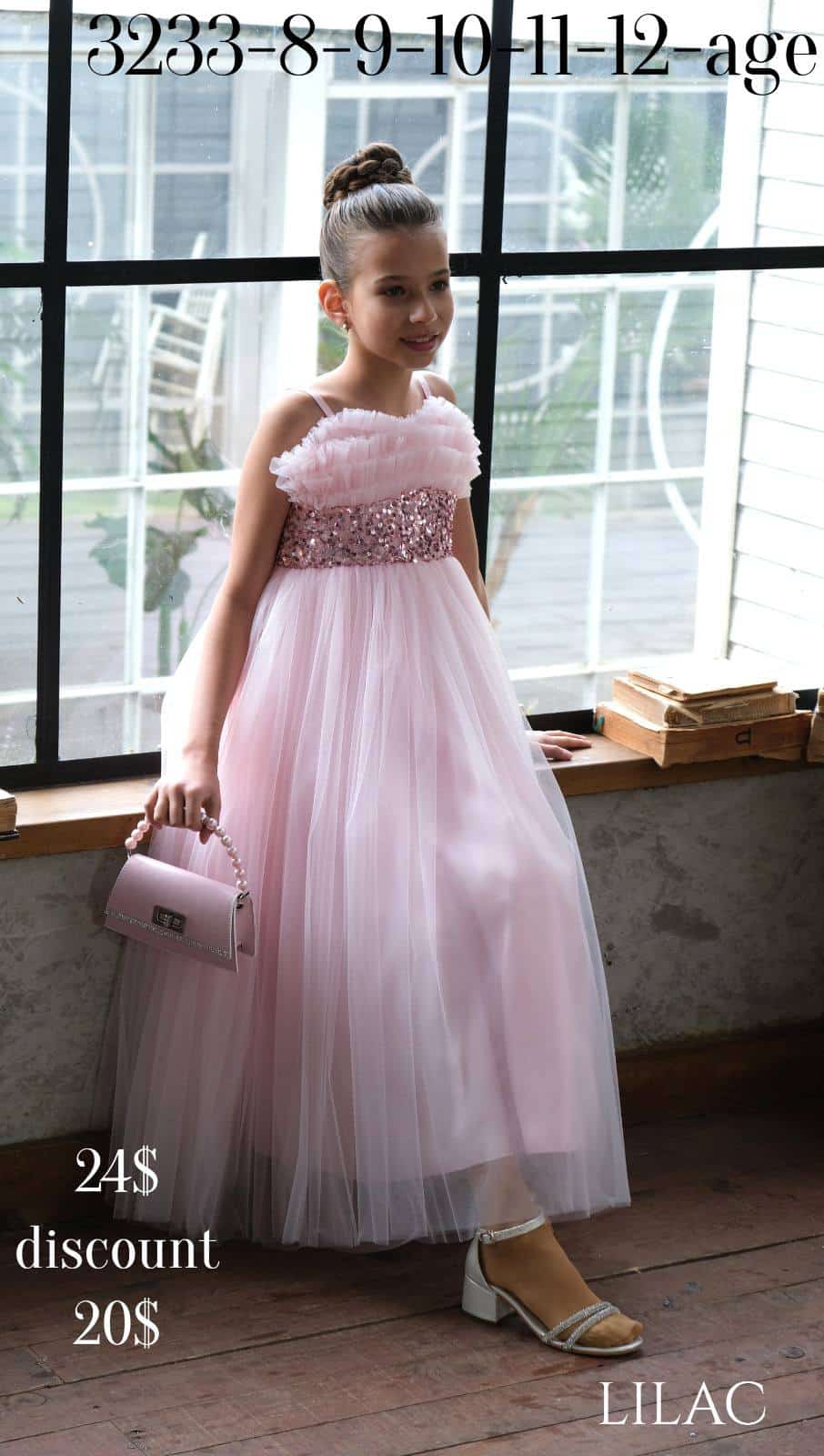 Liv Olivia Liv Olivia Ruffled Bodice Sequin-Waist Tulle Midi Dress - 3233 · Lilac wholesale Girls