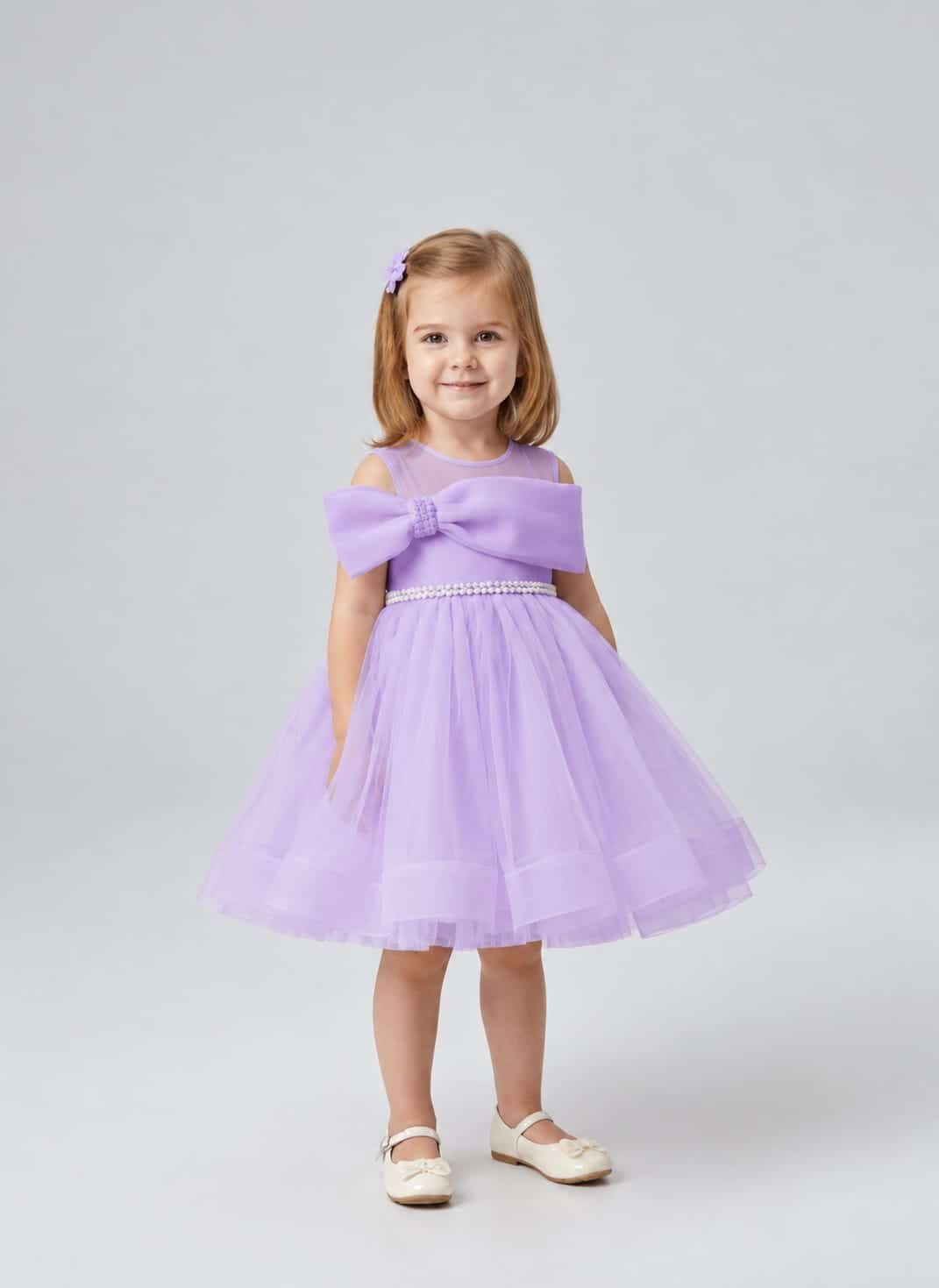 Pink Girls Pink Girls – Lavender Princess Dress with Statement Bow · Lilac wholesale Girls