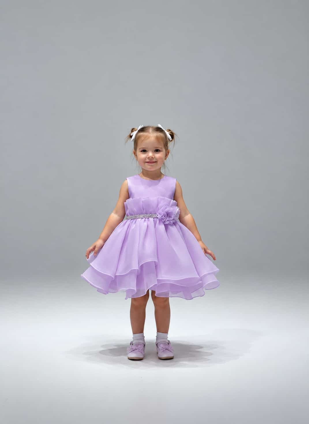 Pink Girls – Lavender Floral Waist Occasion Dress · Princess Kids